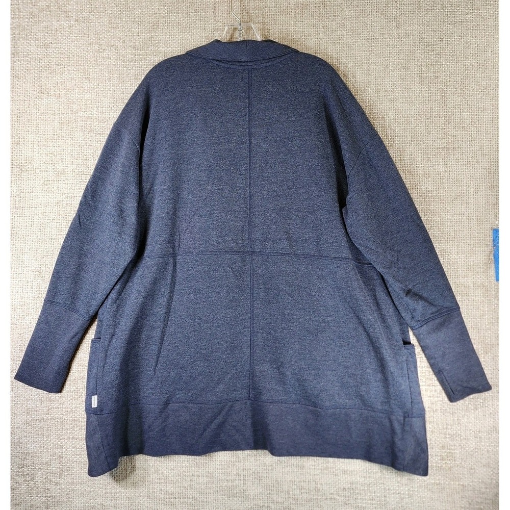 Eddie Bauer Camp Fleece Wrap Cardigan Womens 2XL Blue Open Front Sweatshirt Soft - Picture 8 of 12